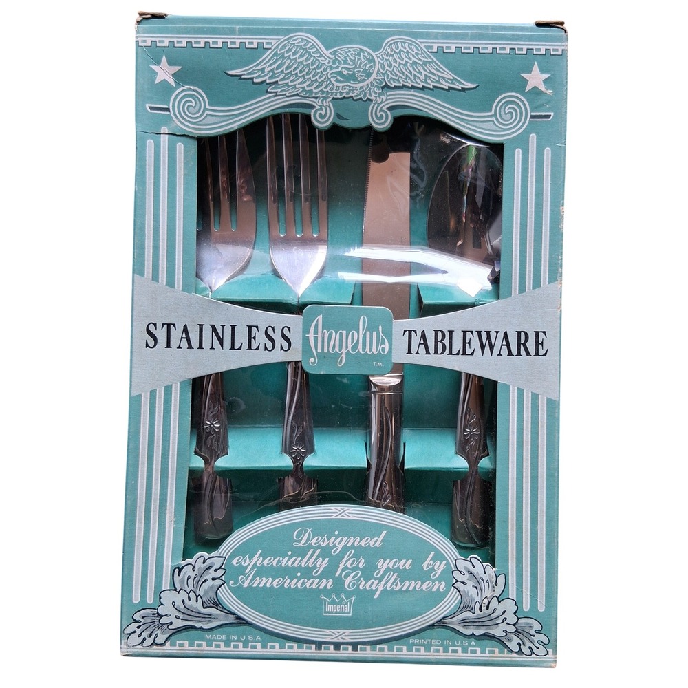 VTG Imperial Angelus Stainless Tableware 4 Piece Place Setting Original Box